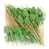 200 Pcs Cactus Party Bamboo Disposable Dessert Picks Fruit Sticks Bar Bamboo Sticks Cute Decorating Cocktail Picks Fruit Platter Sticks Random Pattern