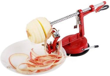 New 3-in-1 Stainless Steel Hand-cranking Apple Peeler Slicer Peeler Red