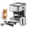 20 Bar Espresso Maker,950W Detachable frothing nozzle,1.5L detachable transparent water tank Coffee Maker For Espresso, Cappuccino, Latte, Machiato, F