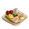 Bamboo Wicker Serving Trays with Handles-Set 2