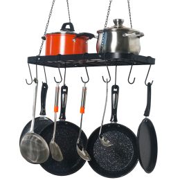 Pot Rack Ceiling Mount Cookware Rack Hanging Hanger Organizer with Hooks