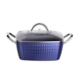 (Do Not Sell on Amazon) Casserole Dish, Square Induction Saucepan with Lid, 24cm/ 4L Stock Pots Non Stick Saucepan, Aluminum Ceramic Coating Cooking P