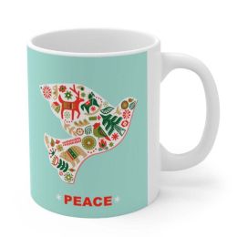 Christmas Dove with Peace Ceramic Mug 11oz