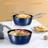 1.2 Quart Pot Saucepan with Lid, Small Nonstick Saucepan with Lid, Small Soup Pot with Lid, Small Induction Stock Pot, Blue Mini Saucepan with Lid, Mi