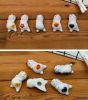 Cute Cat Ceramics Chopstick Rest Spoon Fork Knife Holder Rack Decorative Tableware Holder, 5pcs