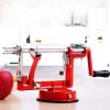 New 3-in-1 Stainless Steel Hand-cranking Apple Peeler Slicer Peeler Red