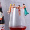 Wine Glass Tags Charms Hanging Ornament Identify Label Cup Edge Action Figurines Doll for Champagne Drink Marker 8-Piece