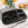 2Pcs Nonstick Cake Mold Carbon Steel Muffins DIY Bakeware 6 Cups Easy to Clean