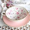 5.4OZ Ceramic Tea Cup Set Pink Floral English Tea Cups and Saucers Set with Spoon Afternoon Tea Cup