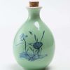 17oz Green Ceramic Wine Jar Chinese Style Empty Wine Flask Lotus Wine Bottle Small Flagon