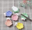 5pcs Assorted Color Sakura Rabbit Chopstick Holder Rest Ceramics Decorative Spoon Fork Knife Stand