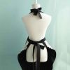 Retro Black Halter Backless Apron Work Uniform for Waitress Beauty Smock Maid Costume