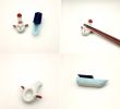 Sailboat and Snowman Ceramics Chopstick Holder Rest Spoon Fork Knife Stand, 6Pcs