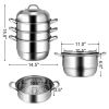 Kitchen Supplise 3 Tier Stainless Steel Saucepot Steamer Cookware Pot