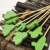 200 Pcs Cactus Party Bamboo Disposable Dessert Picks Fruit Sticks Bar Bamboo Sticks Cute Decorating Cocktail Picks Fruit Platter Sticks Random Pattern