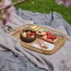 Bamboo Wicker Serving Trays with Handles-Set 2