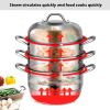 Kitchen Supplise 3 Tier Stainless Steel Saucepot Steamer Cookware Pot