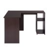 Corner Computer Desk L-Shaped Home Office Workstation Writing Study Table with 2 Storage Shelves and Hutches