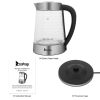 ZOKOP HD-251L 2.2L 110V 1100W Electric Kettle With Wave Body High Borosilicate Glass Blue Light With Electronic Handle