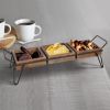 DunaWest Artisinal Wood Serving Tray, 3 Seperate Sections and Metal Frame, Brown, Black