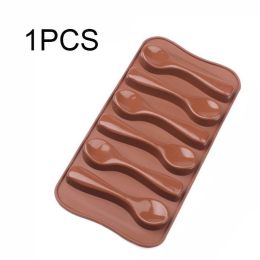 Silicone Spoon Baking Mold Chocolate Biscuit Candy Jelly DIY Mold Baking Tool (Color: Brown, size: 1pcs)