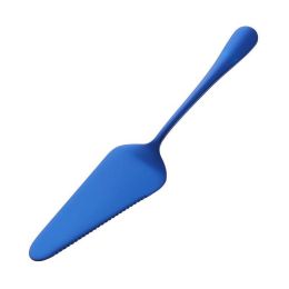 Colorful Stainless Steel Serrated Edge Blade Cutter Pie Pizza Shovel Cake Spatula Baking Tool (Color: Blue)