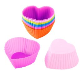 30PCS Silicone Cake Mold Baking Tools Set Baking Cups with Stainless Steel Cream Forcing Mounted Kit (Color: Heart 6pcs, size: X6)