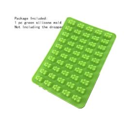 Cake Tools Mold 1 Set 50 Cavity Silicone Gummy Bear Chocolate Candy Maker Ice Tray Jelly Moulds (Color: green, size: without dropper)