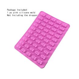 Cake Tools Mold 1 Set 50 Cavity Silicone Gummy Bear Chocolate Candy Maker Ice Tray Jelly Moulds (Color: pink, size: without dropper)