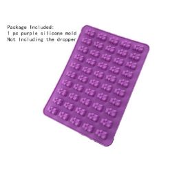 Cake Tools Mold 1 Set 50 Cavity Silicone Gummy Bear Chocolate Candy Maker Ice Tray Jelly Moulds (Color: Purple, size: without dropper)