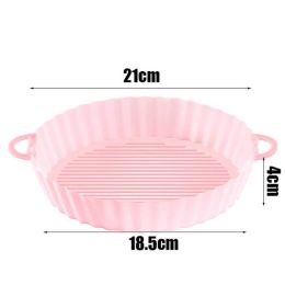 Air Fryers Oven Baking Tray Fried Chicken Basket Mat AirFryer Silicone Pot Round Replacemen Grill Pan Accessories (Color: pink, size: Diameter 18.5cm)