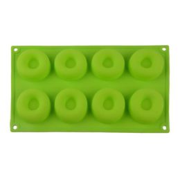 8-Cavity Silicone Donut Mold Chocolate Biscuit Cake Mold Non-Stick Mold DIY Cake Mould Tray (Color: green)