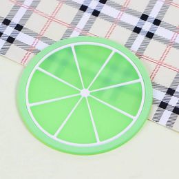 5pc/set Cup Mat Pad Coaster Fruit Shape Silicone Cup Pad Slip Insulation Pad Hot Drink (size: Green orange)