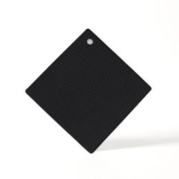 Round Heat Resistant Silicone Mat Drink Cup Coasters Non-slip Pot Holder Table Placemat Kitchen (Color: Black, size: Square)