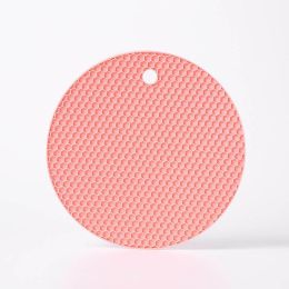 Round Heat Resistant Silicone Mat Drink Cup Coasters Non-slip Pot Holder Table Placemat Kitchen (Color: pink, size: Round)