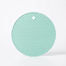 Round Heat Resistant Silicone Mat Drink Cup Coasters Non-slip Pot Holder Table Placemat Kitchen (Color: light green, size: Round)