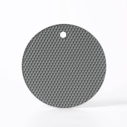 Round Heat Resistant Silicone Mat Drink Cup Coasters Non-slip Pot Holder Table Placemat Kitchen (Color: Dark gray, size: Round)