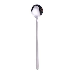 Stainless Steel Round Spoon Frosted Handle Spoon Coffee Spoon Household (Color: Silver, size: S)