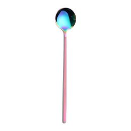 Stainless Steel Round Spoon Frosted Handle Spoon Coffee Spoon Household (Color: Multicolor, size: S)