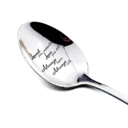 Valentines Day Gift Stainless Steel Spoon (Color: Silver, size: 7)