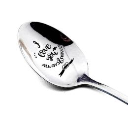 Valentines Day Gift Stainless Steel Spoon (Color: Silver, size: 2)