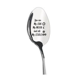 Valentines Day Gift Stainless Steel Spoon (Color: Silver, size: 10)