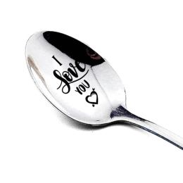 Valentines Day Gift Stainless Steel Spoon (Color: Silver, size: 1)