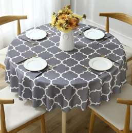 Tablecloth For Round Tables Waterproof Satin Resistant Washable Dining Table Protector (Color: gray, size: 152*152cm)