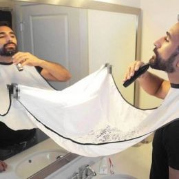 130x80cm Man Bathroom Apron Male Black Beard Apron Hair Shave Apron for Man Waterproof Cloth (Color: White)