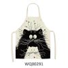 1pcs Kitchen Apron Cute Cat Printed Sleeveless Cotton Linen Aprons For Men Women Home Cleaning Tools