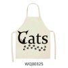 1pcs Kitchen Apron Cute Cat Printed Sleeveless Cotton Linen Aprons For Men Women Home Cleaning Tools