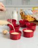 FE Ramekins, Lace Emboss Ramekin 8 oz Oven Safe, Creme Brulee Set of 6, Ceramic Souffle Dish for Baking Dessert and Cake