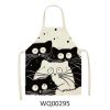 1pcs Kitchen Apron Cute Cat Printed Sleeveless Cotton Linen Aprons For Men Women Home Cleaning Tools