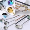 Stainless Steel Round Spoon Frosted Handle Spoon Coffee Spoon Household